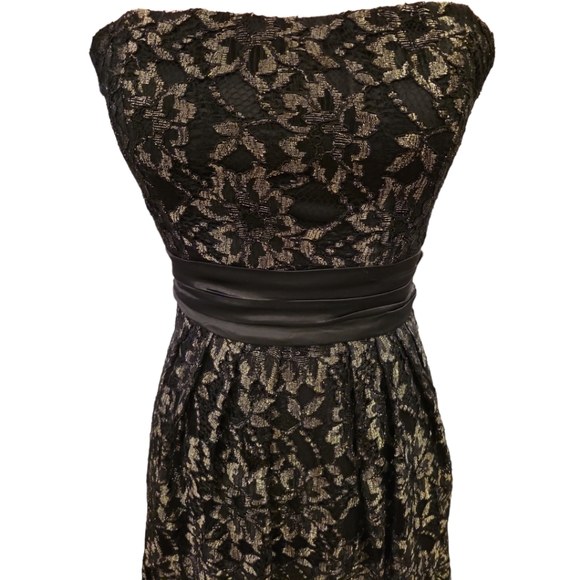 Little Black Strapless Lace Mini Dress Size Small - Picture 2 of 6